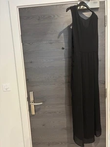 Mango Black Sleeveless Asymmetric Maxi Dress Size L UK 12-14 Elegant Occasion - Picture 1 of 5