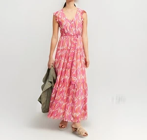 NEW $188 Maeve Banana Grove Dress Long Chiffon Romantic Summer Maxi Dress Sz 4 - Picture 1 of 10