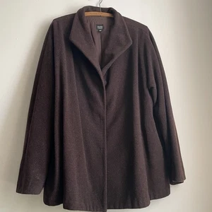 Eileen Fisher Cappotto Lana Marrone XL Lana Italiana Made in USA - Foto 1 di 8