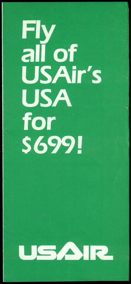 Vuela todo Estados Unidos de USAir por carpeta de aerolínea de $699 1983 US Airways US Air Foto 1 de 1