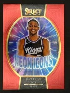Panini Select 2024-25 - Neon Icon De'Aaron Fox #22 Red Prizm - Imagen 1 de 2