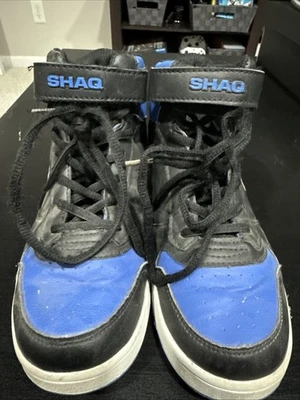 Shaq 篮球鞋,尺寸 6M 蓝色和黑色。  磨损但状况良好-无盒 — 第 1/4 张图片
