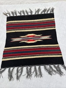 CHIMAYO HANDGEWEBTER TEPPICH GOBELIN-100% WOLLE-INDIANISCHES DESIGN-VINTAGE-14"x15" - Bild 1 von 5