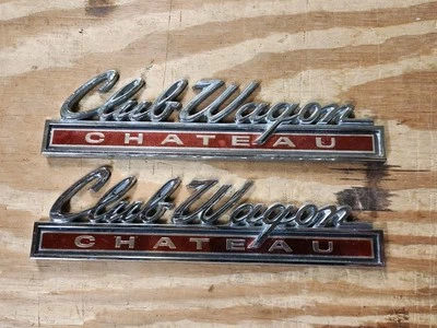 Пара металлических хромированных эмблем 68-72 Ford Club Wagon Chateau Van 26663 - Изображение 1 из 3