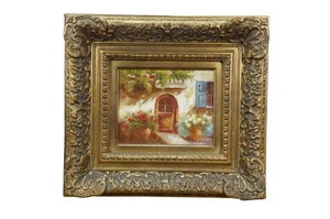 Timeless Treasures Tuscan Impressionist Cottage Door Floral Oil Painting 20" - Picture 1 of 13
