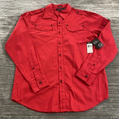Camisa Sean John Para Hombres 2XL Roja Ajuste Personalizado Fórmula Uno Botón Delantero Informal Foto 1 de 4