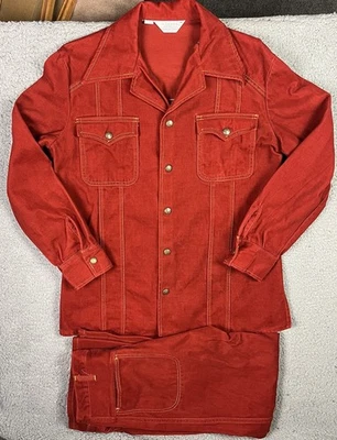 Vintage 70s Mr Leggs Sportswear Jacket Red Coat & Matching Pants Western Style - Image 1 of 4