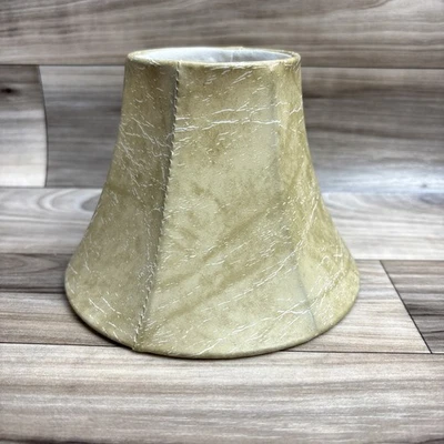 Beige Faux Leather Bell Shaped Mini Clip-On Chandelier Lamp Shade  - Image 1 of 4