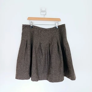 Toast Moon Stoff Wollrock Gr. 14 Tweed Fischgrät braun Plissee Lagenlook - Bild 1 von 14
