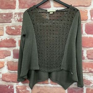 Anthropologie Staring At Stars Sweater Womens Small Green Eyelet Knit Pullover