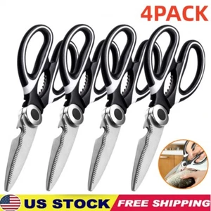 4er Pack Edelstahl Küchenschere Robuste Schere Fleisch Fisch Hühnerknochen - Bild 1 von 19