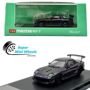 Master 1:64 Mazda RX-7 Amemiya Carbon Fiber Hood (Magic Purple/Green) Diecast