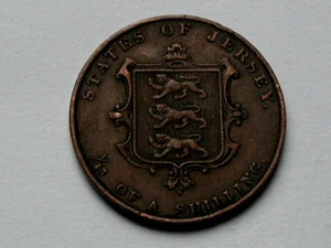 1844 Jersey (British Crown Dependency) 1/13 of a Shilling Queen Victoria Coin - Picture 1 of 2