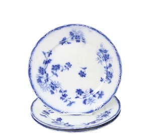 Set of 3 Flow Blue 10" Dinner Plates Nonpareil Hadley J&G Meakin ENGLAND - Picture 1 of 12