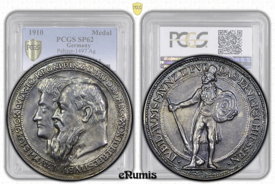 Bavaria, Luitpold, Shooting Medal 1910, 100th Ann. Oktoberfest, PCGS SP 62 - Image 1 of 4