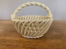 Levante style cream open weave hand basket 1321u Vintage
