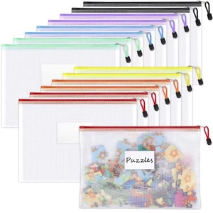 Sooez 14 Pack Mesh Zipper Pouch Bags A4 Letter Size Zipper Bags with Label Po... - Picture 1 of 6