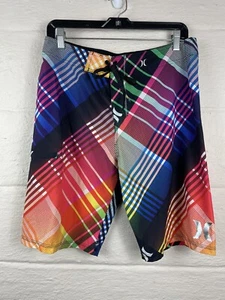 Hurley Phantom Shorts Mens Size 30 Multicolored Boardshorts plaid swim trunks - Picture 1 of 10