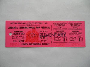 1969 BOLETO DE CONCIERTO ATLANTA POP FESTIVAL original sin usar__ Zeppelin Joplin__EX+ - Imagen 1 de 12