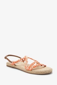 Neu Next Größe 6,5/40 orange flache Espadrille mit zweifarbigen Details Sandalen - Bild 1 von 22