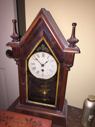 Rare Dolphin New Haven Antique Steeple Mantle Time Piece Alarm Clock Cover