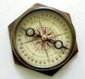 Nautical Solid Brass Compass Vintage Maritime Reproduction Table Decor Item - Imagen 1 de 3