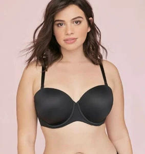 Cacique Lane Bryant Black Smooth Lightly Lined Multi Way Strapless Bra 44C Black - Picture 1 of 5