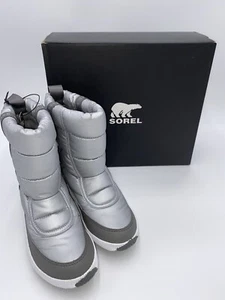 Sorel Out ‘N About Puffy mittelhoher isolierter Damen-Winterstiefel, reines Silber Größe 5,5 - Bild 1 von 11