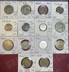 1962 - 2015 Thailand 1, 5 & 10 Baht High Grades XF - BU Condition 14 Coin Lot - Picture 1 of 18
