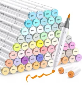61 Colors Pastel Alcohol Markers, Brush & Chisel Dual Tip Markers for Adult C... - Picture 1 of 8