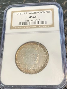 1948-D NGC MS64 Booker T. Washington Classic Commemorative Half Dollar 50C - Picture 1 of 4