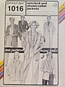 Blazer Jacket Coat 30-46 6-24 Stretch & Sew 1016 Sewing Pattern Notched Shawl UC - Picture 1 of 13