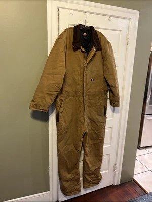 Dickies Insulated Duck Coverall Zippered Cotton Mens 2XLR Tan RN20697 (l1) Foto 1 de 4