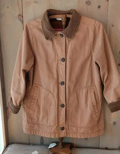 Vintage Womens Woolrich Dark Wheat Blanket Lined Canvas Barn Chore Jacket Large - Picture 1 of 5