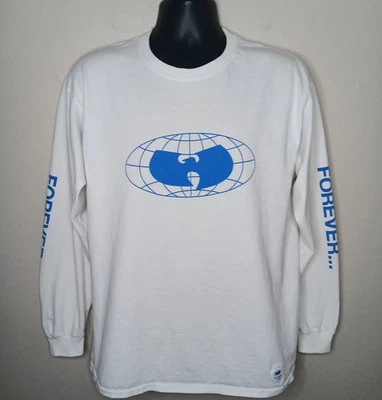 Camiseta De Colección Wu Wear Para Hombres Grande Forever Blanca Manga Larga Años 90 Hip Hop Rap Camiseta Foto 1 de 4