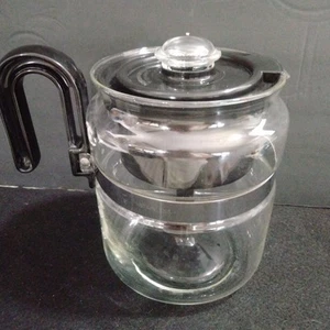 Vtg GEMCO Glass Perk Stove Top Coffee Pot 4-8 Cup USA Black - Picture 1 of 8