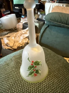 Wikinger Kunst Glas Stechpalme Weihnachten mattiert 4" Glocke - Bild 1 von 5