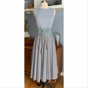Marella By Max Mara Remo Retro Checkered Belted Fit & Flare Midi Dress Sz US 6 - Picture 1 of 12