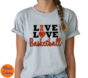 Girls Basketball T-Shirt - Live Love Basketball - Youth & Adult Unisex Sizes - Picture 1 of 10
