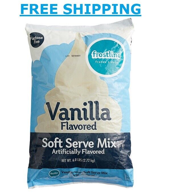 (6-Case) 6 lb. Frostline Vanilla Soft Serve Ice Cream Mix Gluten Free