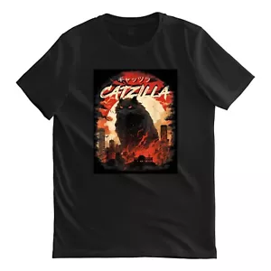 Catzilla Cat Japanese Art Funny Cat Novelty Gag Gift Funny T-Shirt - Picture 1 of 10