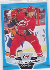 19/20 OPC...JUSTIN WILLIAMS...BLUE BORDER PARALLEL...CARD # 54...HURRICANES