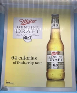 24" X 20" MILLER GENUINE DRAFT LIGHT BEER EMBOSSED METAL SIGN BAR MAN CAVE PUB - Picture 1 of 5