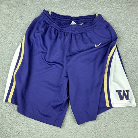 Vintage Nike Dri Fit Washington Huskies Basketball Shorts Mens Purple Medium Cover