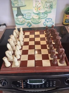 GOTHIC CERAMIC BISQUE ARNEL CHESS SET W/4 Pc BOARD - Picture 1 of 24