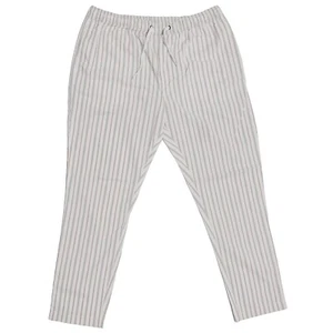 Mens Joggers Chino Pants Ivory Striped Drawstring Loose Harem Casual Beach Large - Picture 1 of 6