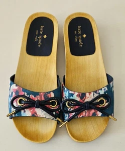 Kate Spade Women's Sandals - Size 7M - Floral with bow wood heel - Picture 1 of 8