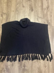 Nwt The Limited Black Fringe Poncho Sweater Size XS/S - Picture 1 of 5