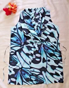 LYS Blue Sleeveless Short Dress Womens Size 2X Surplice Neckline Flowy Plus Size - Picture 1 of 7
