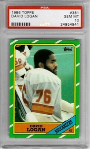 1986 Topps #381 David LOGAN - PSA 10+++ Buccaneers